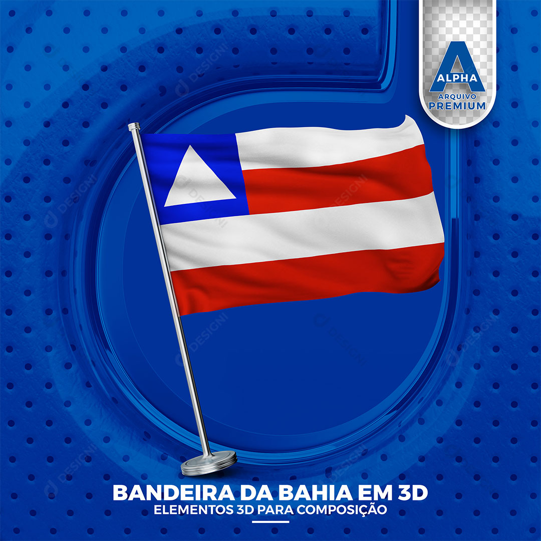 Flag of Bahia 3D Element For Composition PNG Transparent