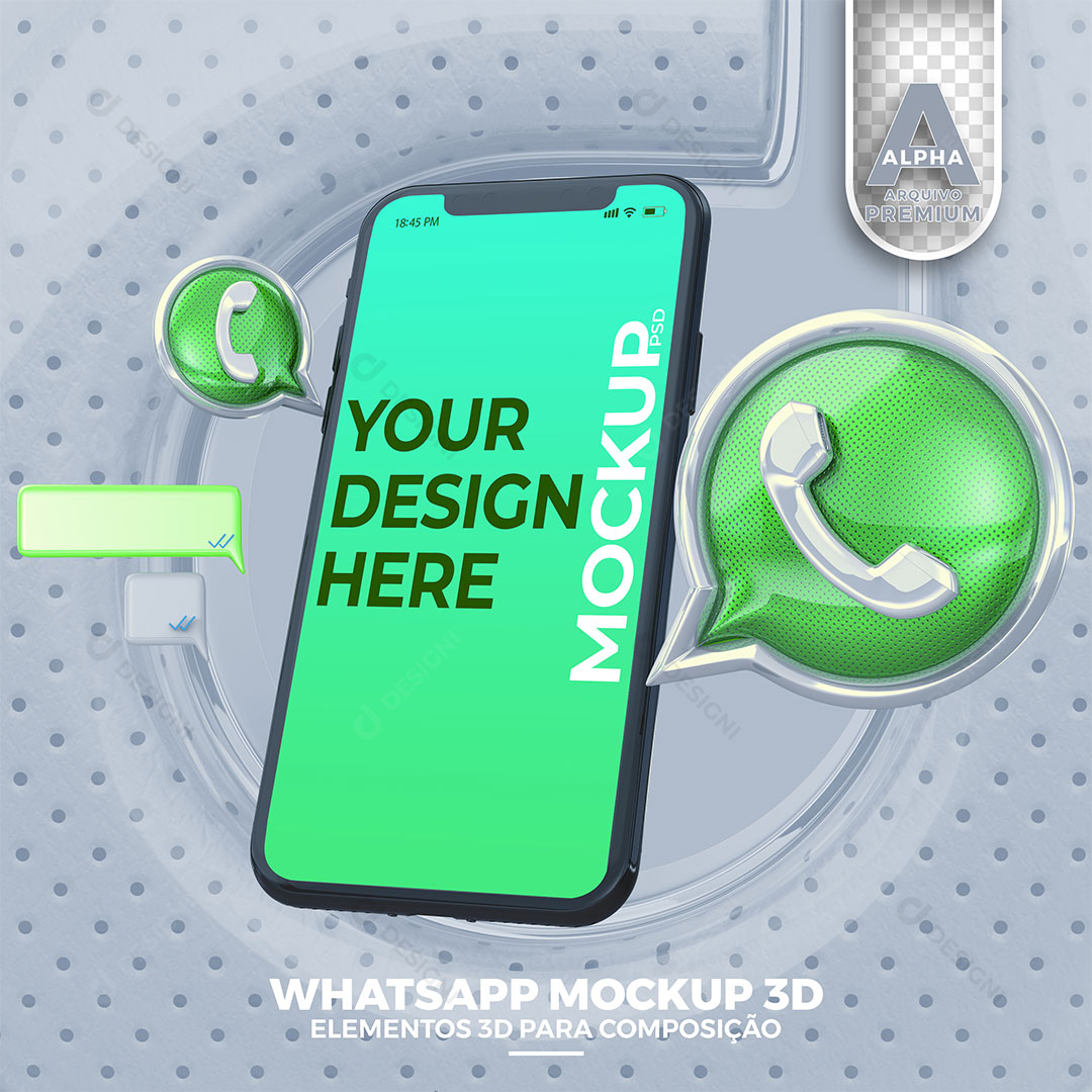 Mockup de Celular Redes Sociais WhatsApp Elemento PSD Editável