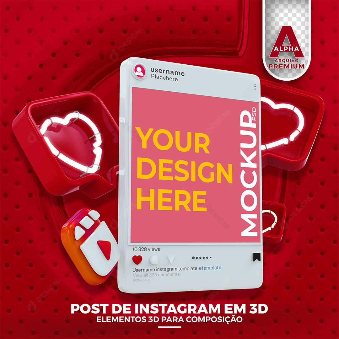 Mockup de Celular Redes Sociais Posto Instagram PSD Editável