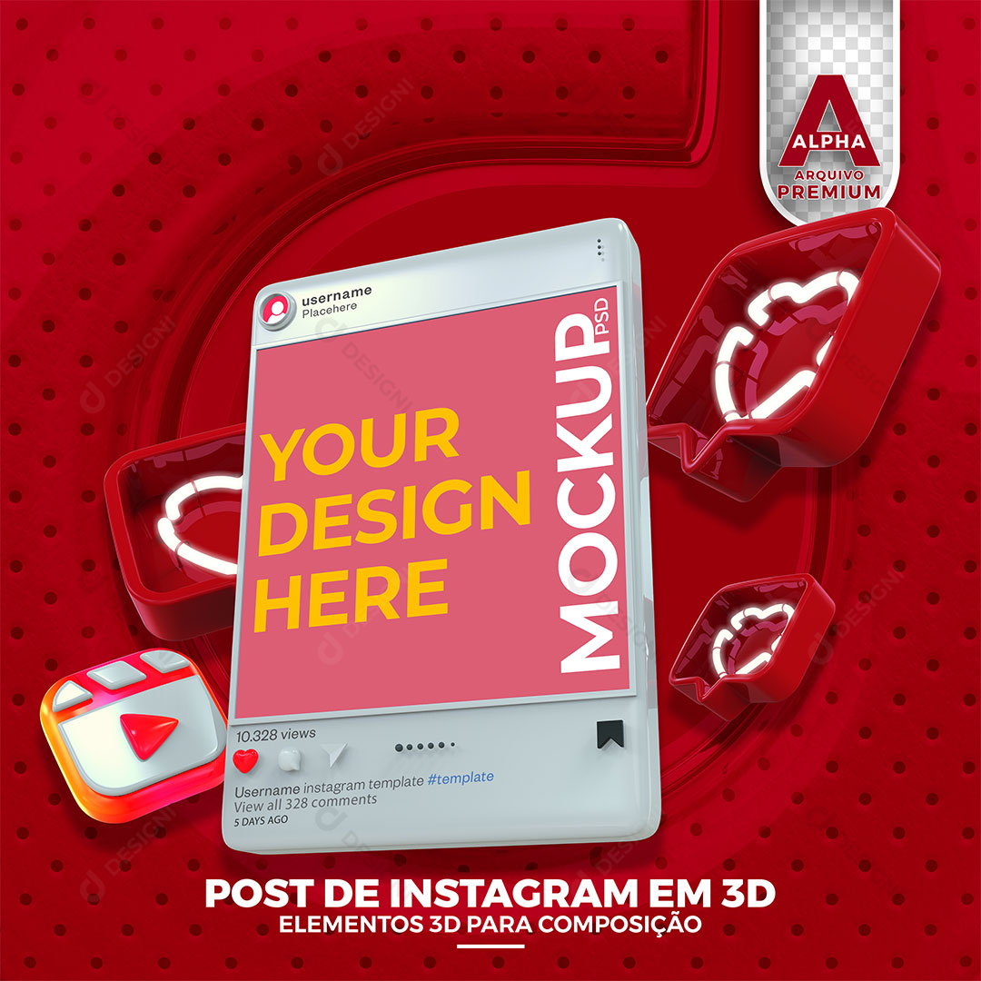 Mockup de Celular Redes Sociais Post Instagram PSD Editável
