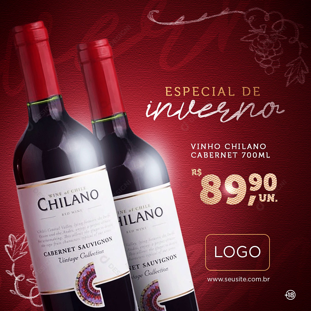 Vinho Especial de Inverno Social Media PSD Editável