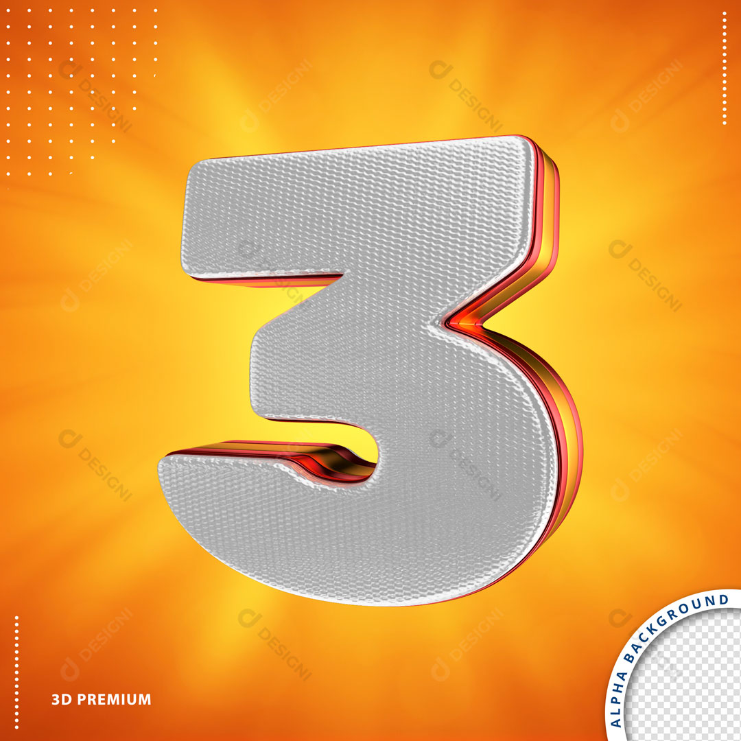 Número 3 em 3D PSD
