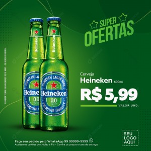 Distribuidora Cerveja Heineken Social Media PSD Editável