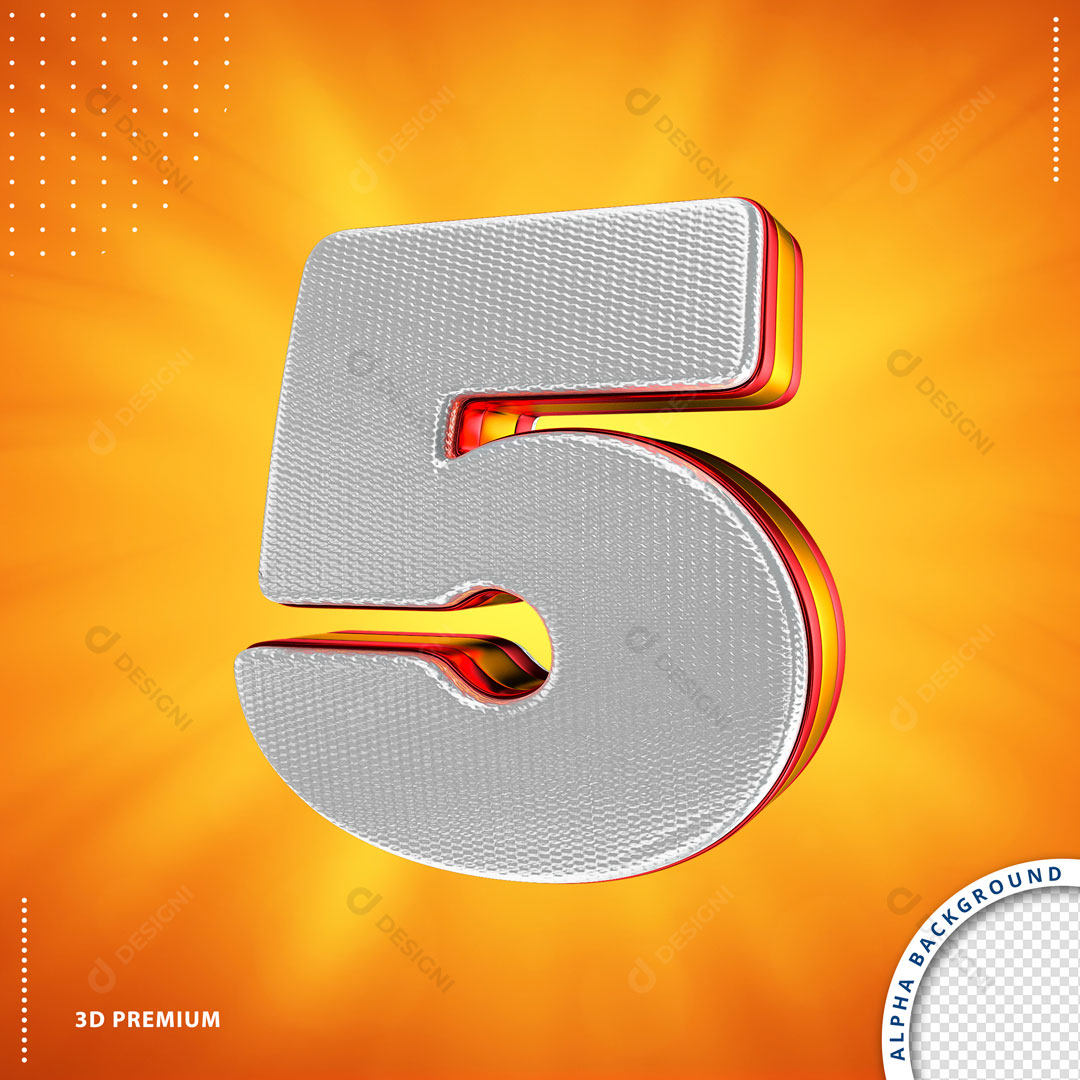 Número 5 em 3D PSD