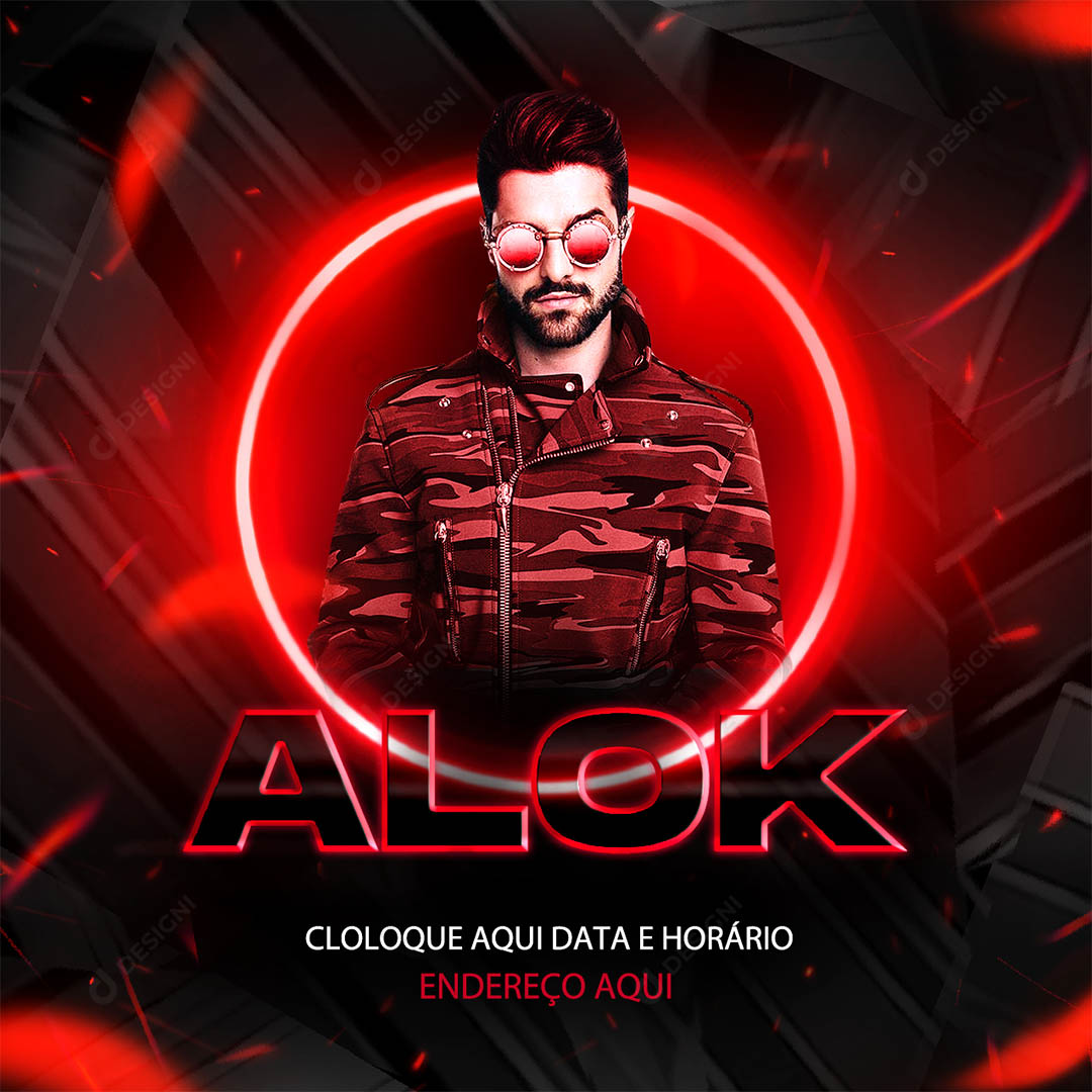 Flyer Artista Alok Social Media PSD Editável
