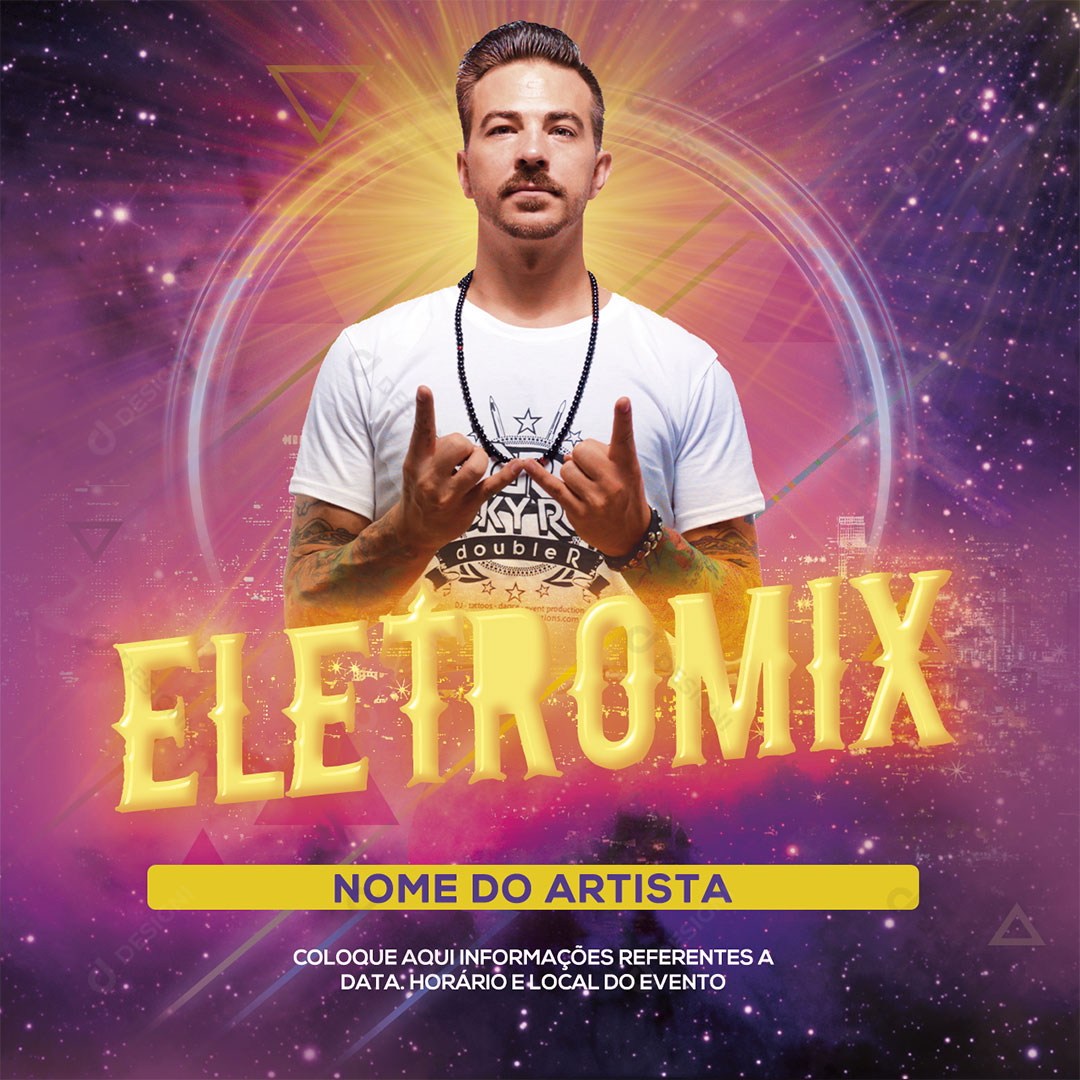 Flyer EletroMix  Artista Social Media PSD Editável