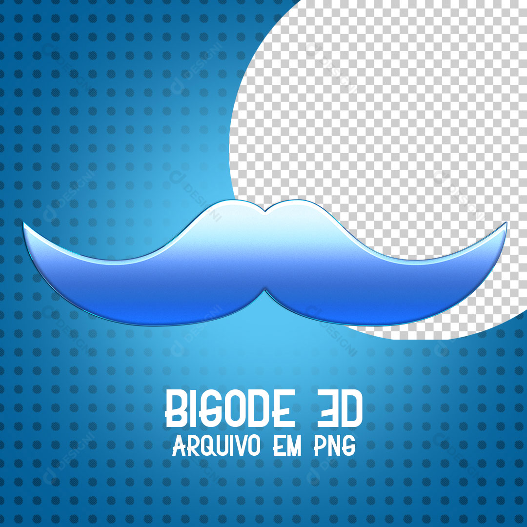Bigode Elemento 3D Para Composição PNG Transparente