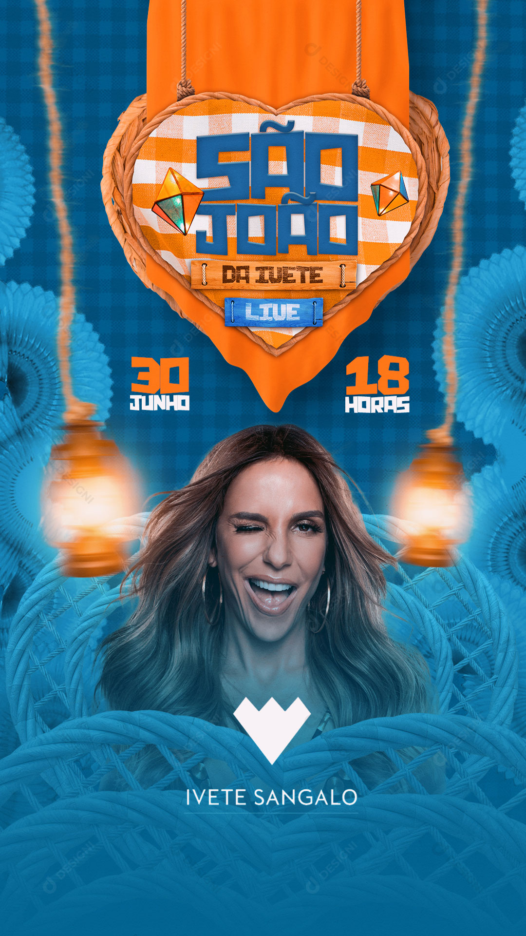 Story Flyer Live de São João Cantora Ivete Social Media PSD Editável