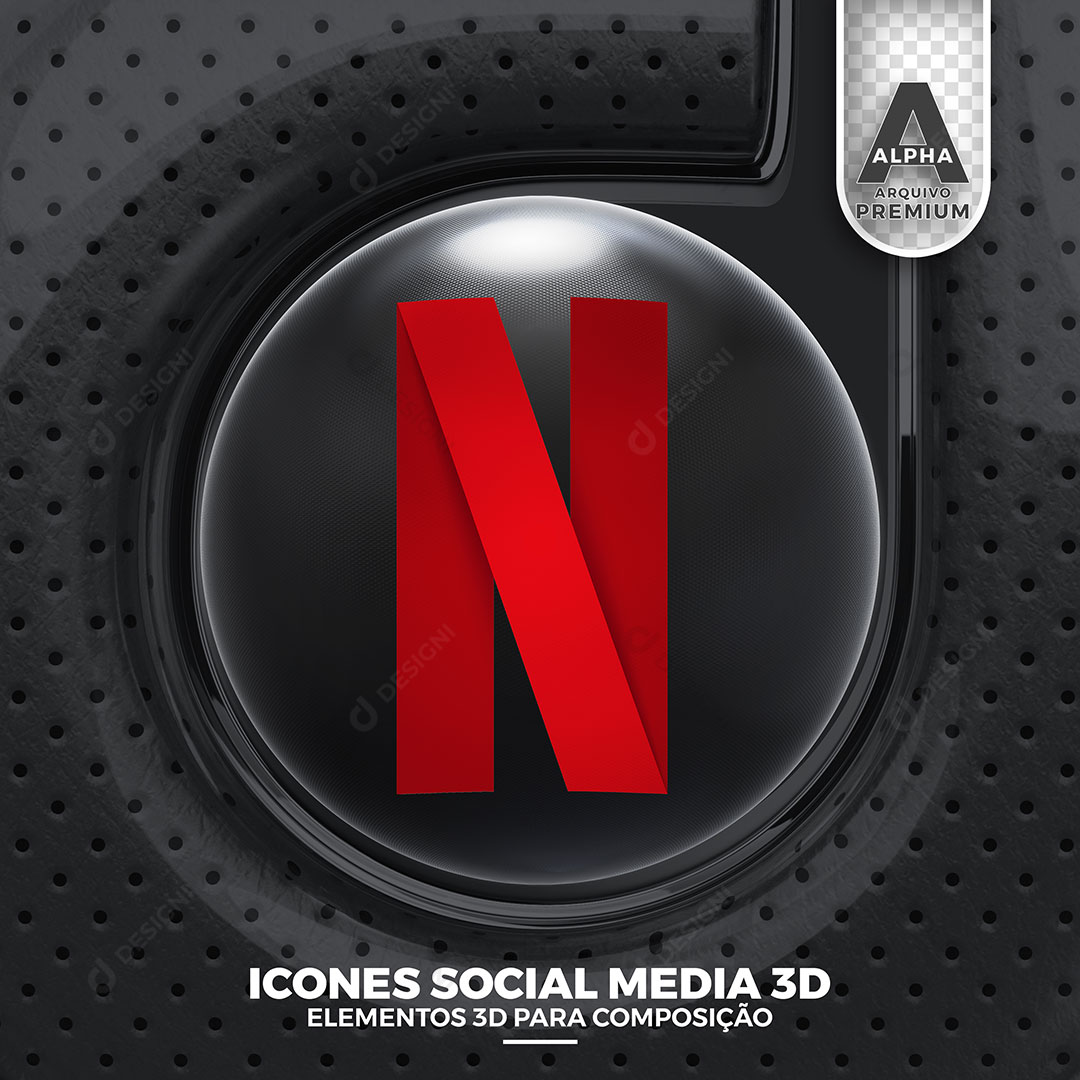 Netflix Ícone 3D Elemento Para Composição PNG Transparente