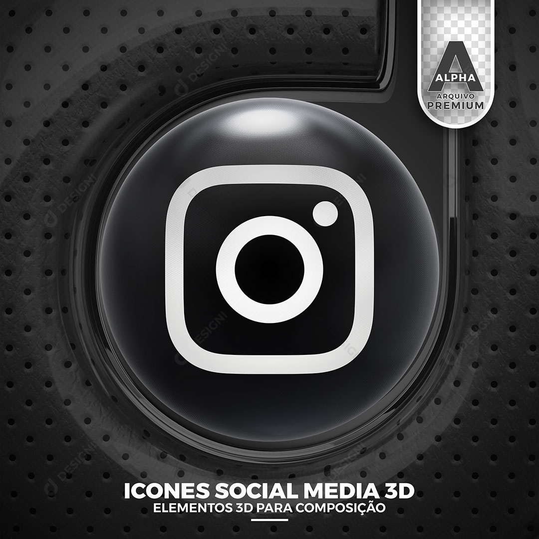 Instagram Ícone 3D Elemento Para Composição PNG Transparente