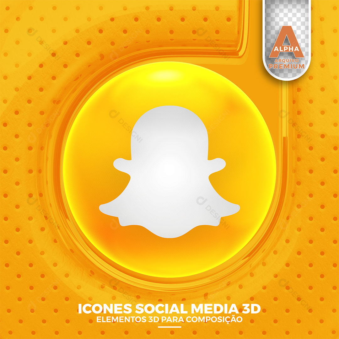 Snapchat Ícone 3D Elemento Para Composição PNG Transparente