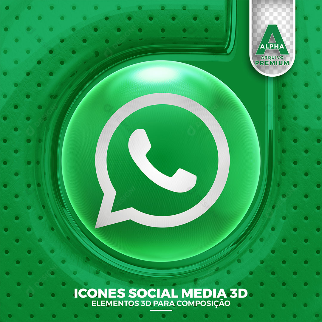 WhatsApp Ícone 3D PNG Transparente