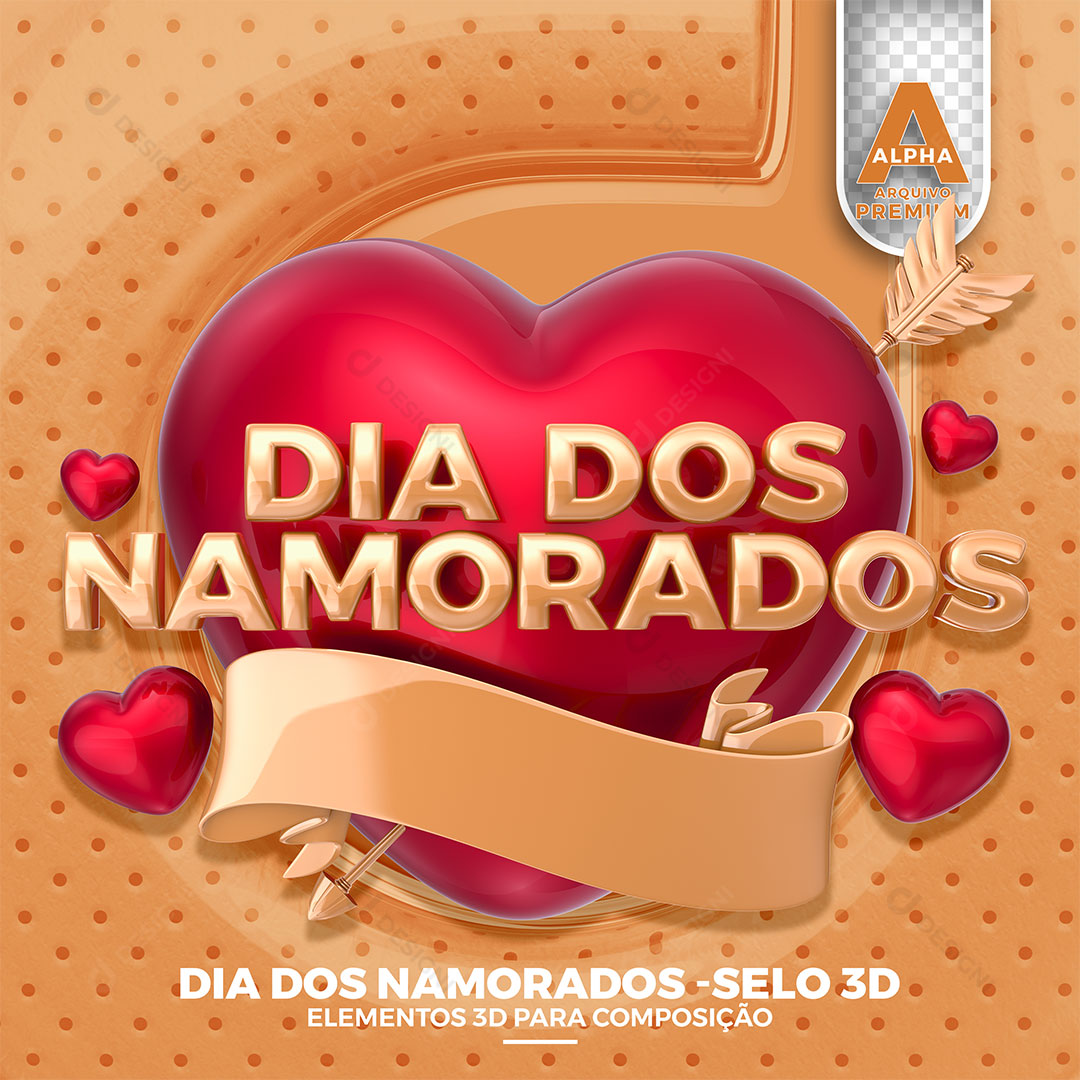 Dia dos Namorados Selo 3D PNG Transparente