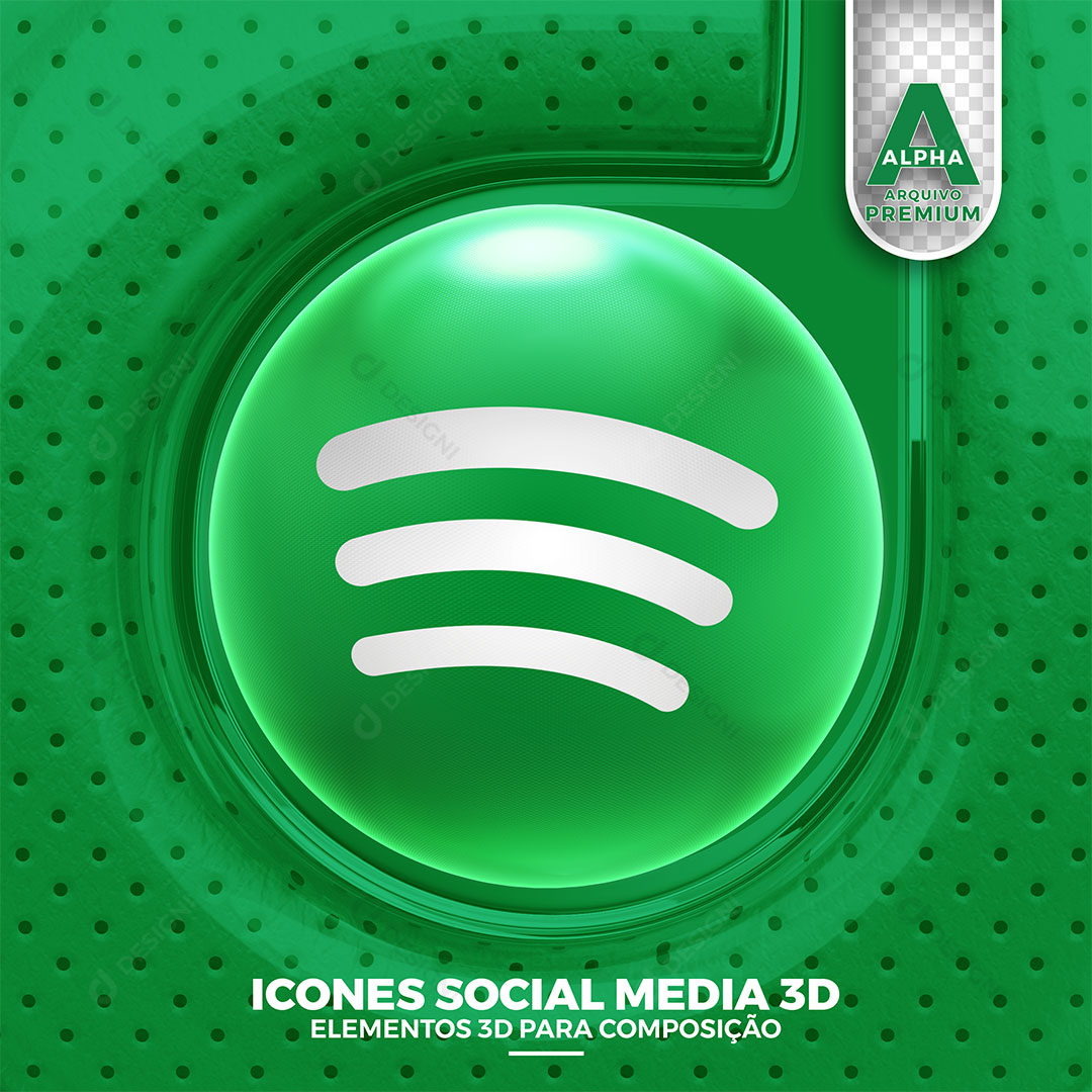 Spotify Ícone 3D Elemento Para Composição PNG Transparente