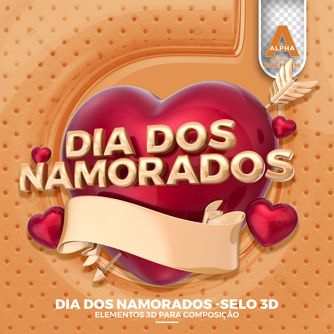 Dia dos Namorados Selo 3D PNG Transparente