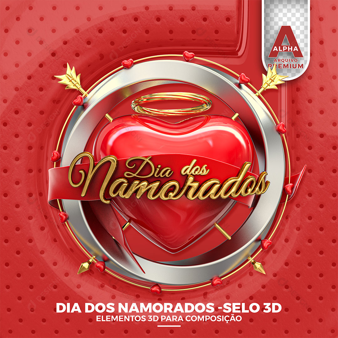 Dia dos Namorados Selo 3D PNG Transparente Sem Fundo