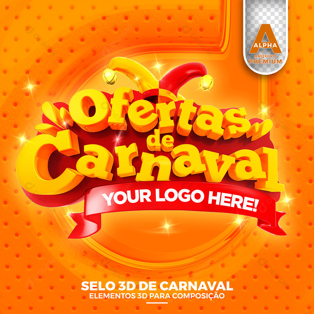 Ofertas de Carnaval Selo 3D Texto Editável PSD