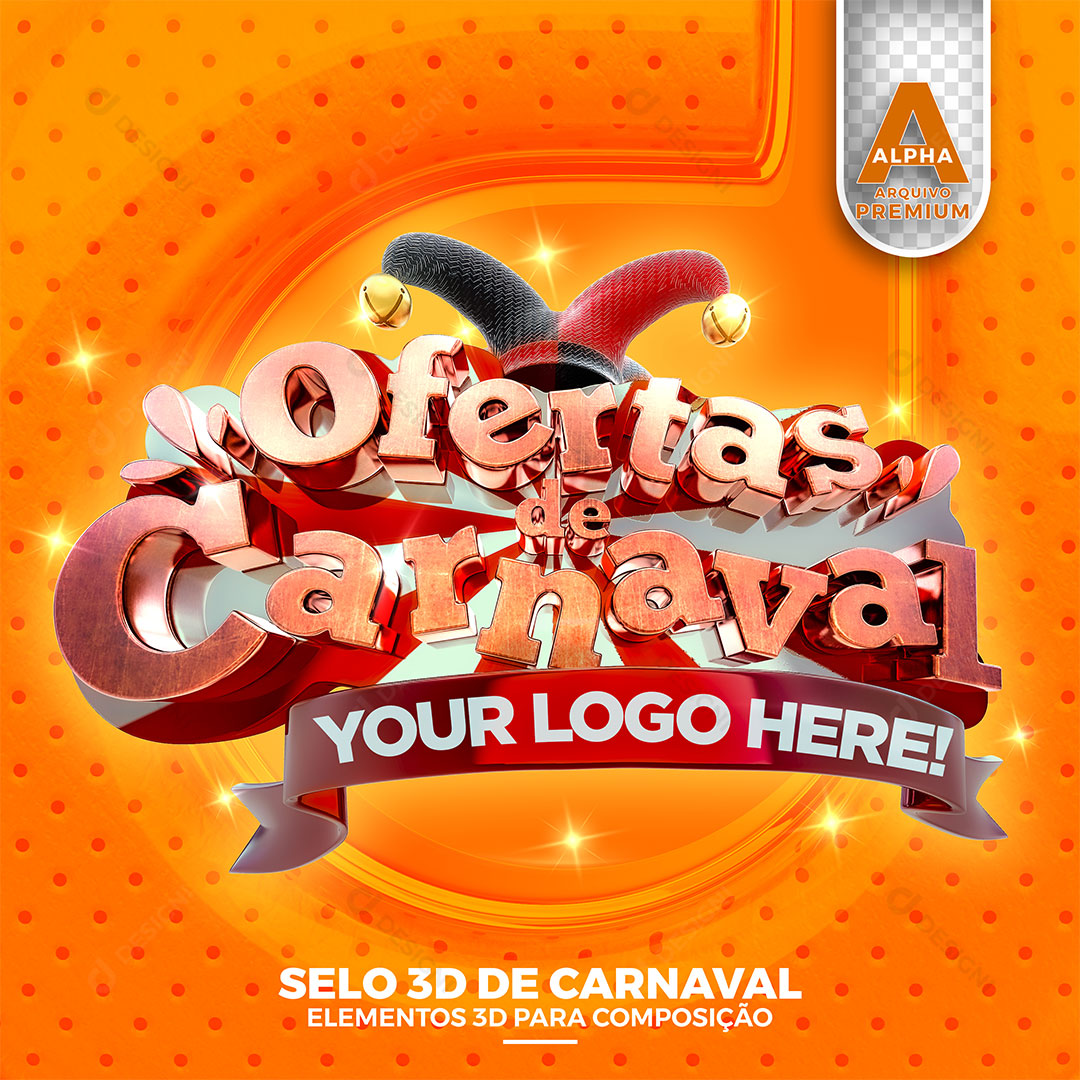 Ofertas de Carnaval Selo 3D Texto Editável PSD