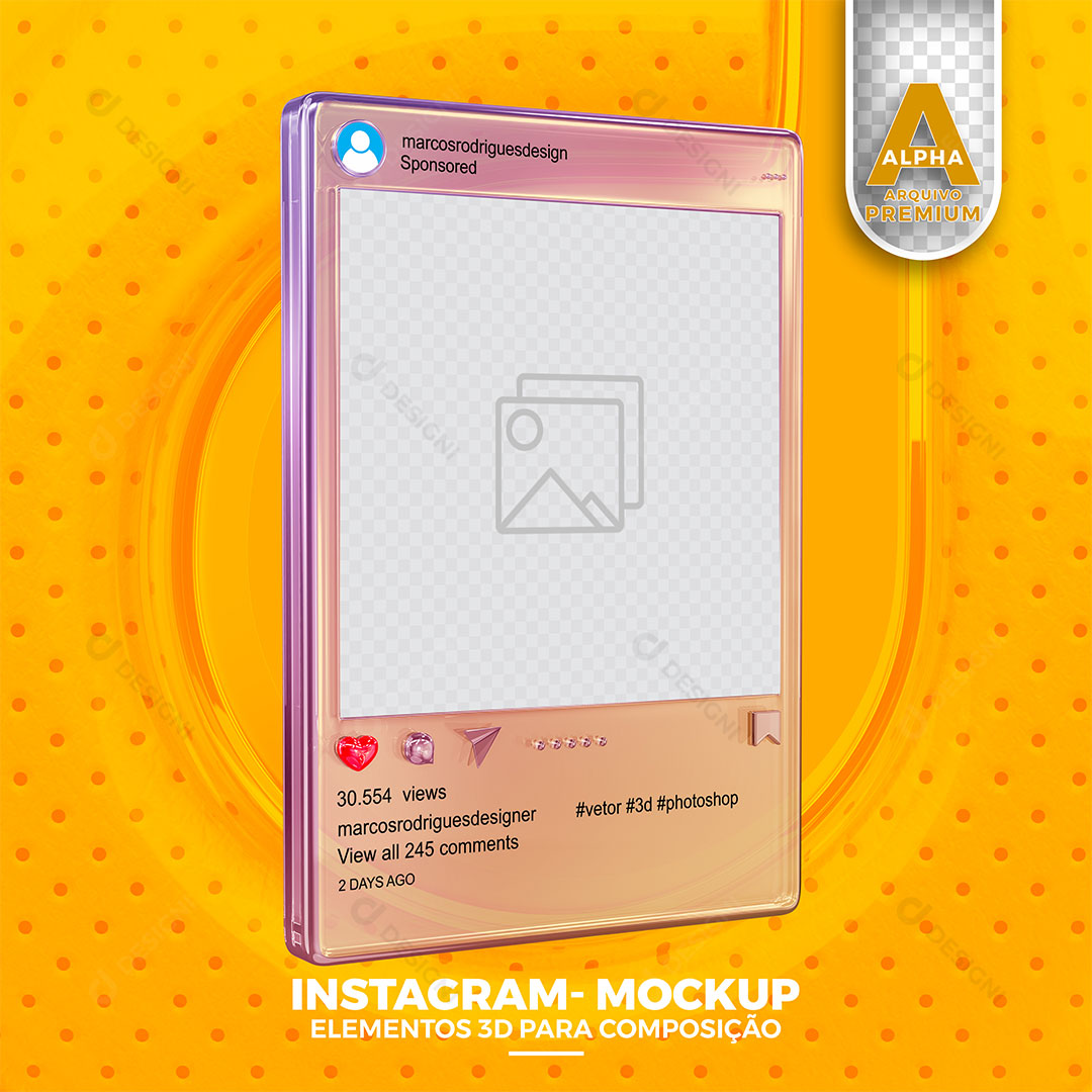 Mockup de Redes Sociais Instagram Elemento PSD Editável