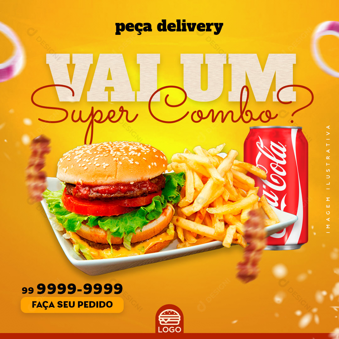 Lanchonete Vai um Super Combo Social Media PSD Editável