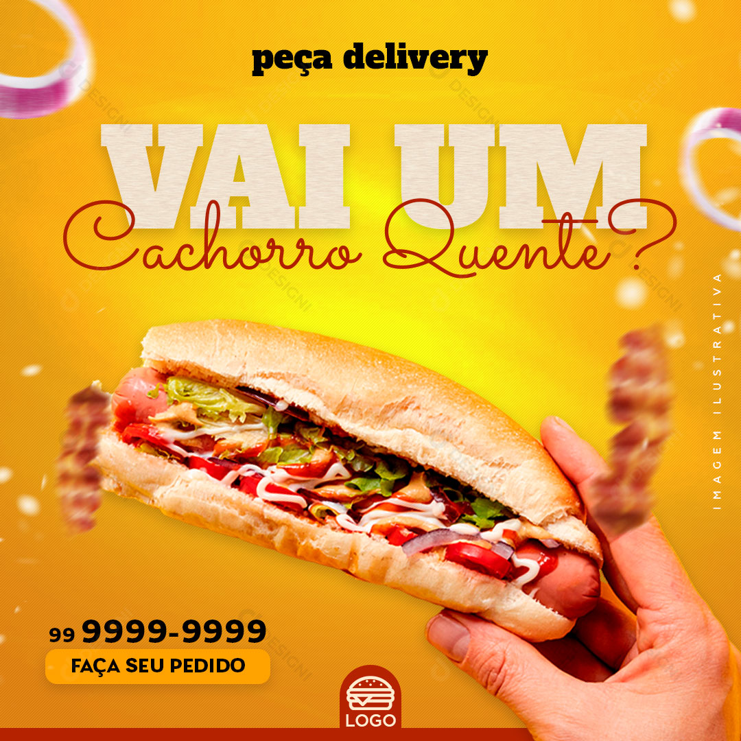 Lanchonete Vai um Hot Dog Social Media PSD Editável