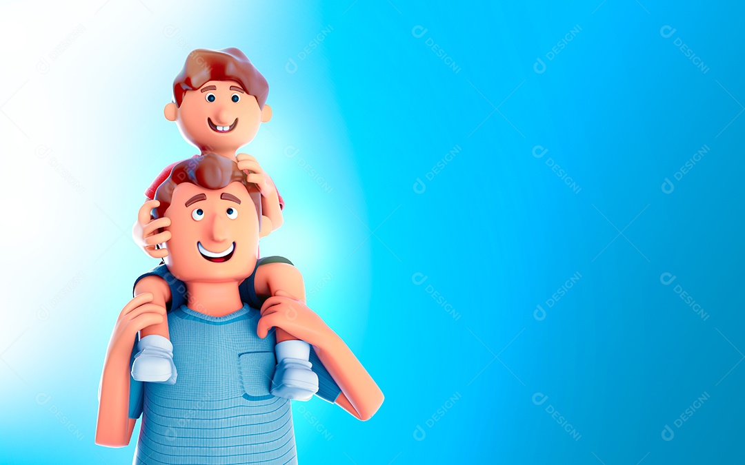 Bonecos 3D Pai e Filho Desenhos Dia Dos Pais