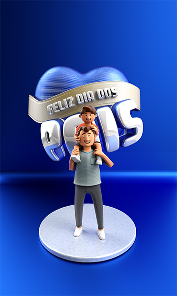 Bonecos 3D Pai e Filho Desenhos Dia Dos Pais