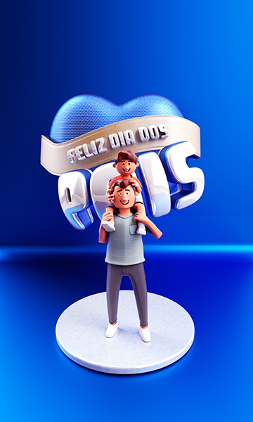 Bonecos 3D Pai e Filho Desenhos Dia Dos Pais