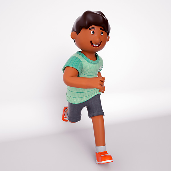 Boneco 3D Criança Filho Correndo