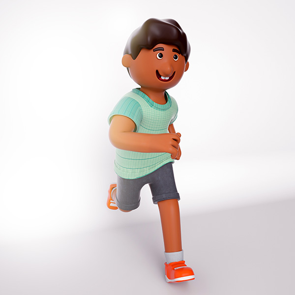 Boneco 3D Criança Filho Correndo