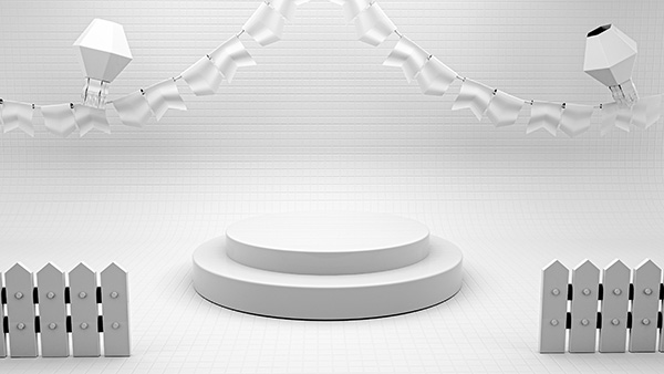 Cenário Junino Branco Com Base 3D Branca