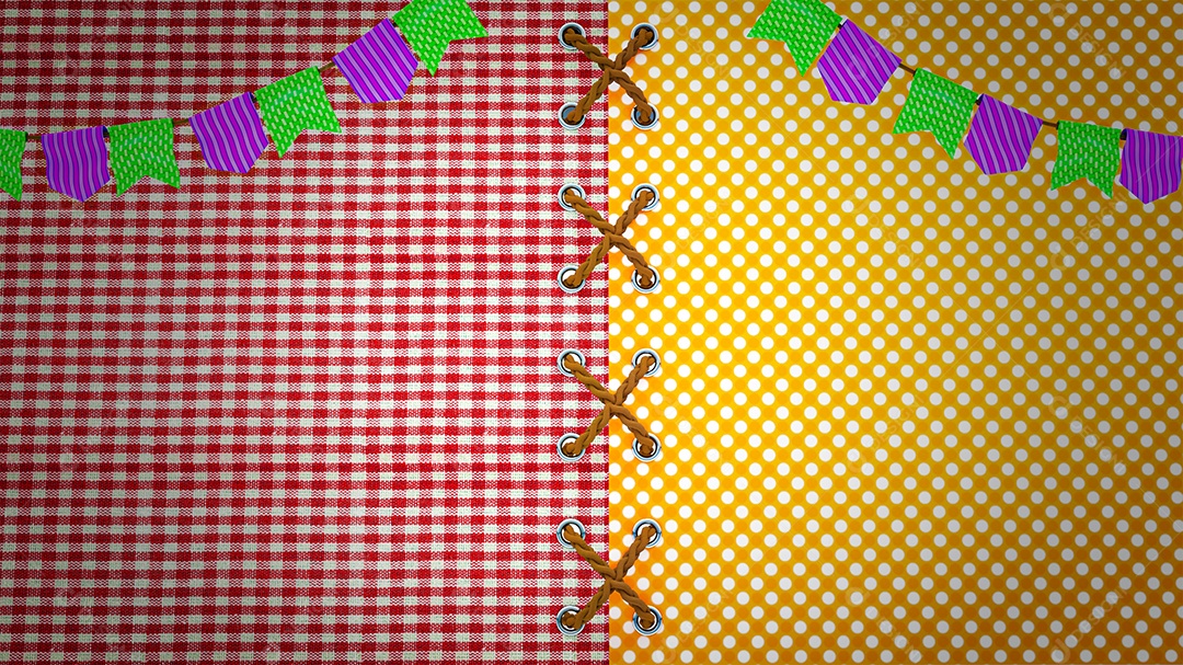 Cenário Junino Com Diferentes Fundos e Bandeirolas