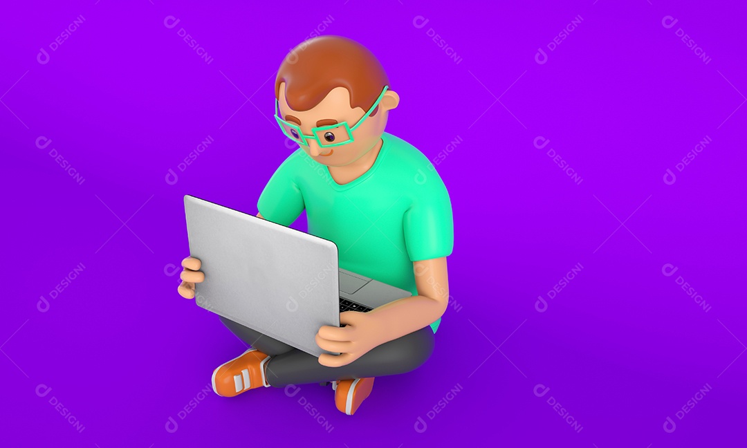 Boneco 3D Com Notebook