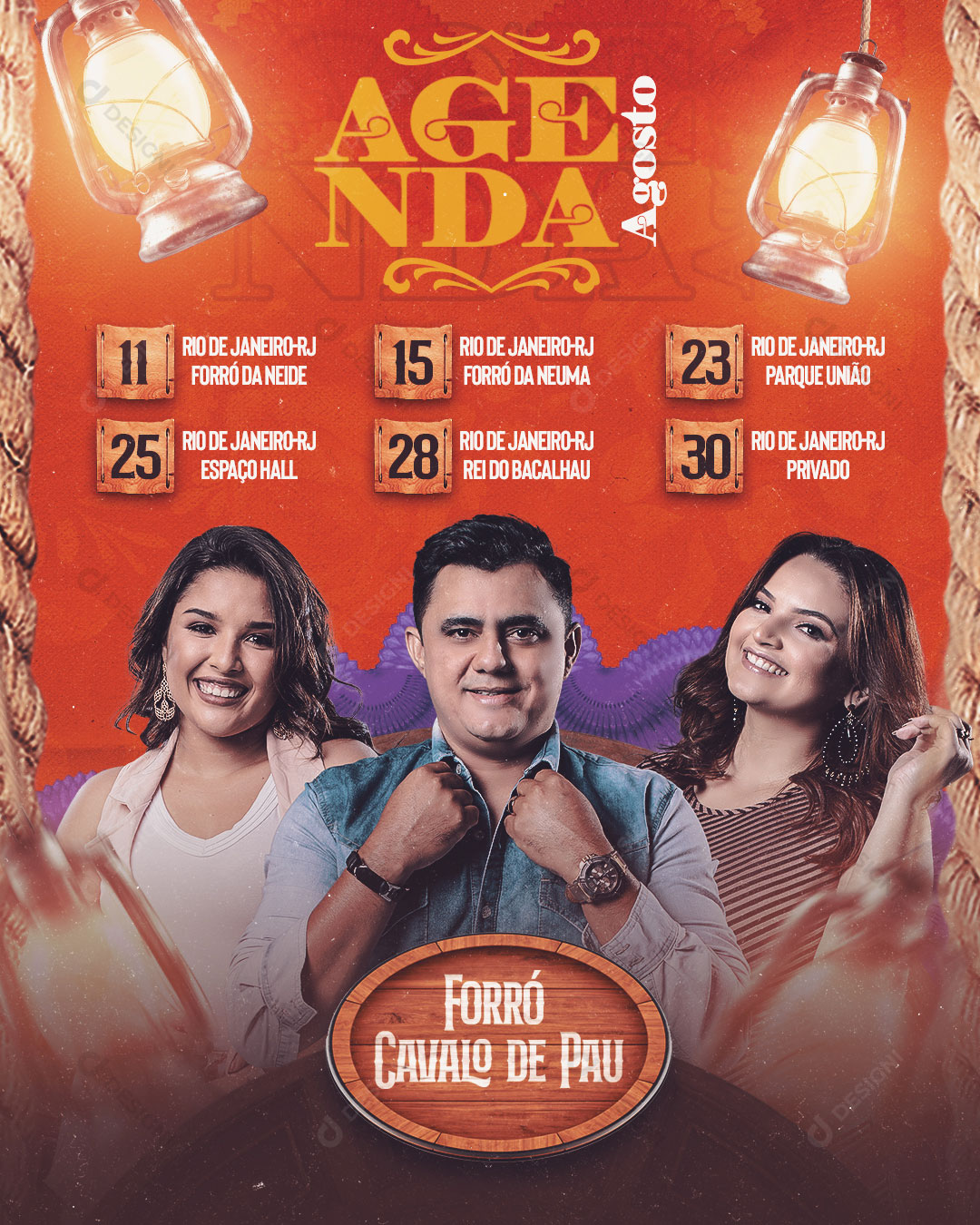 Flyer Evento Agenda Forró Cavalo de Pau Social Media PSD Editável