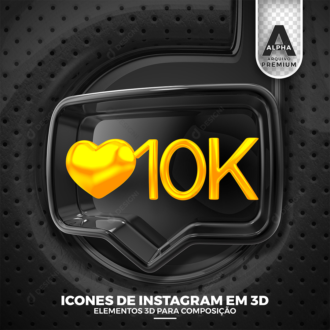 Ícone10K Instagram Elemento 3D Para Composição PSD
