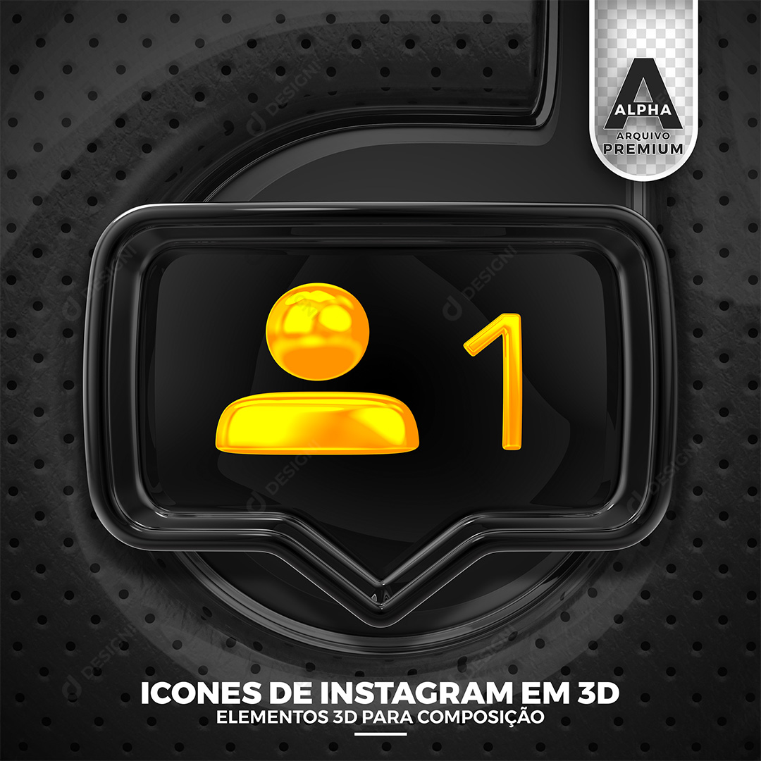 Ícone 1 Instagram Elemento 3D Para Composição PSD