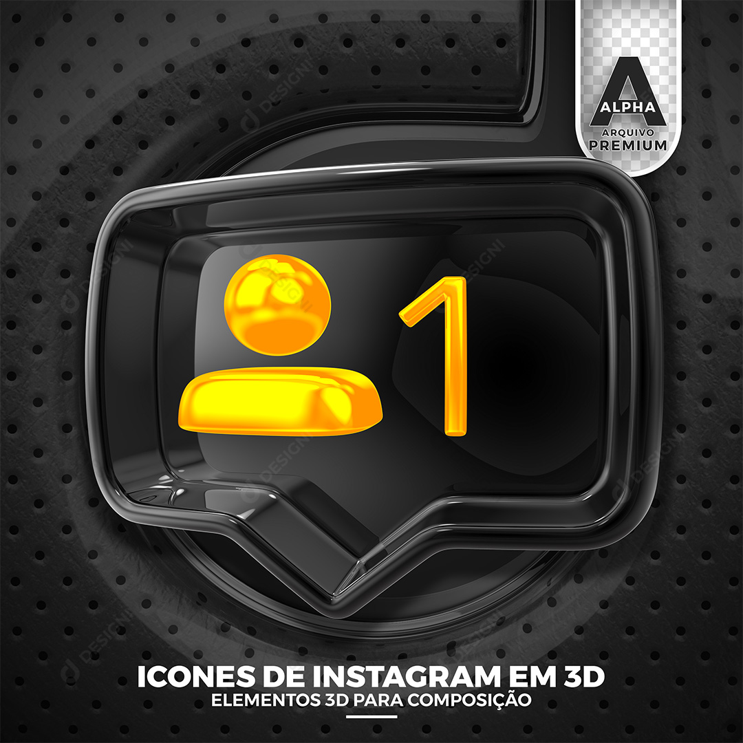 Ícone 1 Instagram Elemento 3D Para Composição PSD