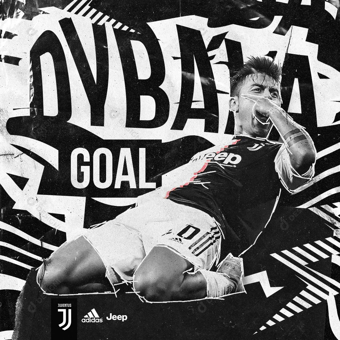 Jogador de Futebol Paulo Dybala Juventus Social Media PSD Editável