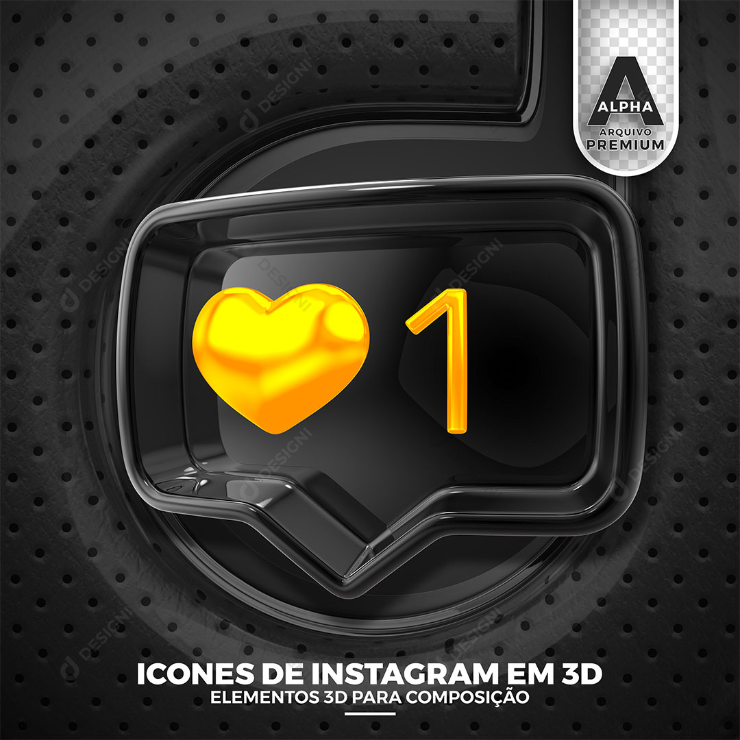 Ícone 1 Instagram Elemento 3D Para Composição PSD