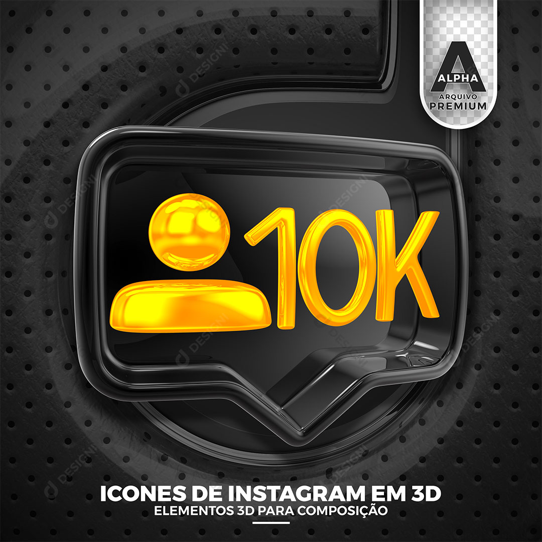Ícone 10K Instagram Elemento 3D Para Composição PSD