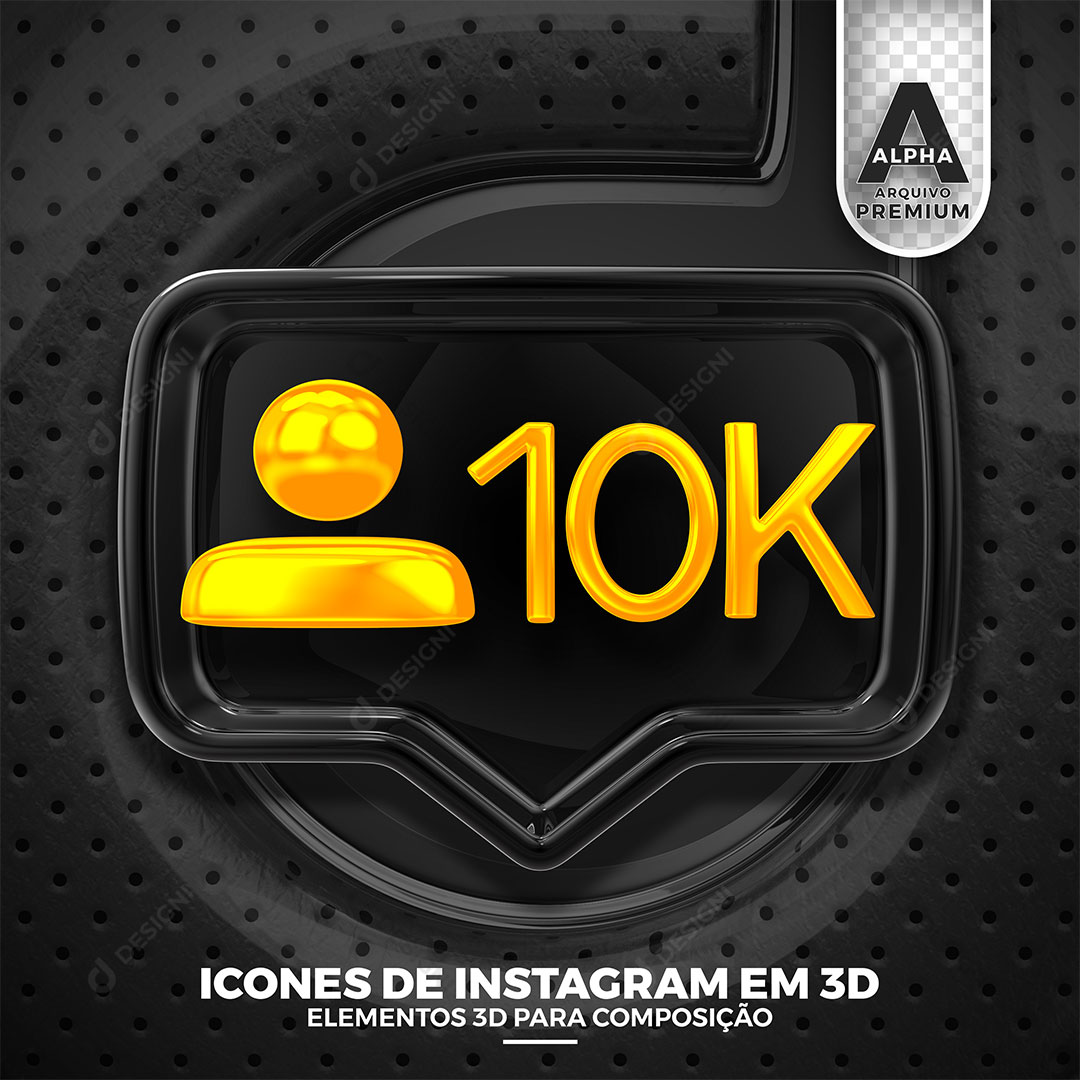 Ícone 10K Instagram Elemento 3D Para Composição PSD