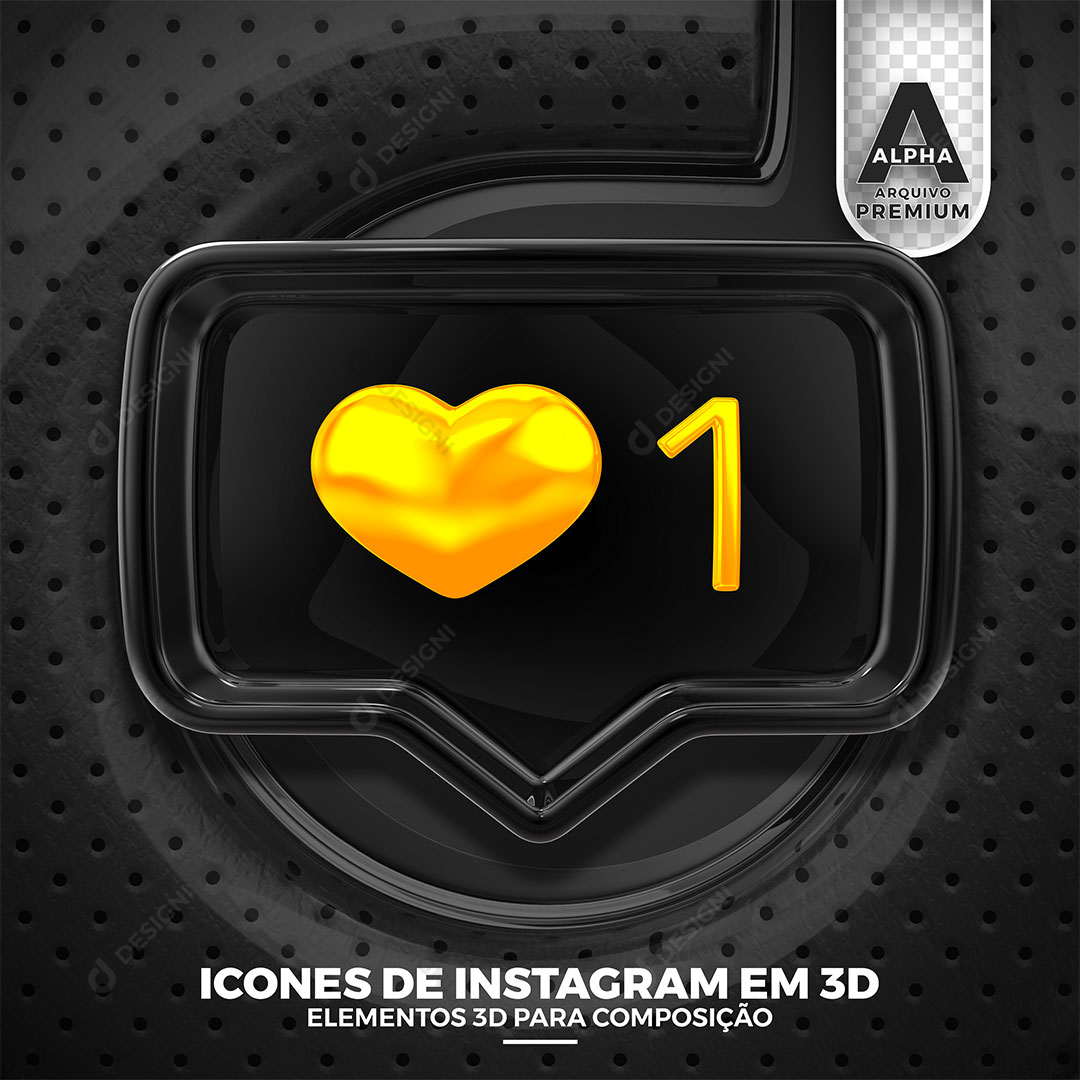 Ícone 1 Instagram Elemento 3D Para Composição PSD
