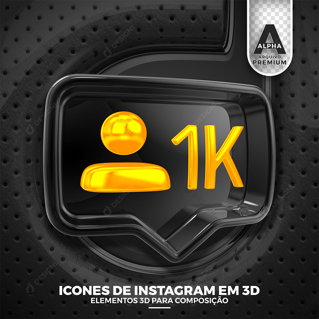 Ícone 1K Instagram Elemento 3D Para Composição PSD