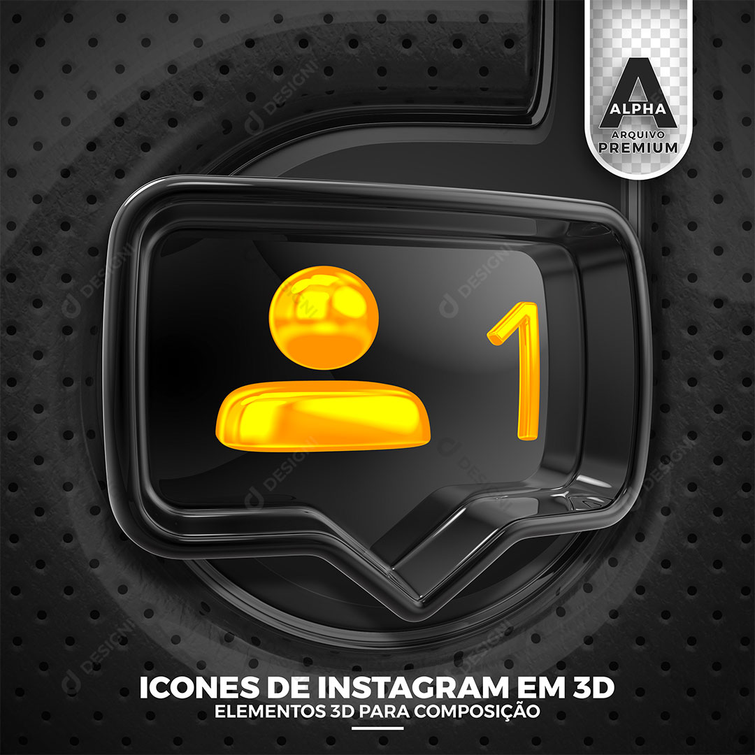 Ícone 1 Instagram Elemento 3D Para Composição PSD