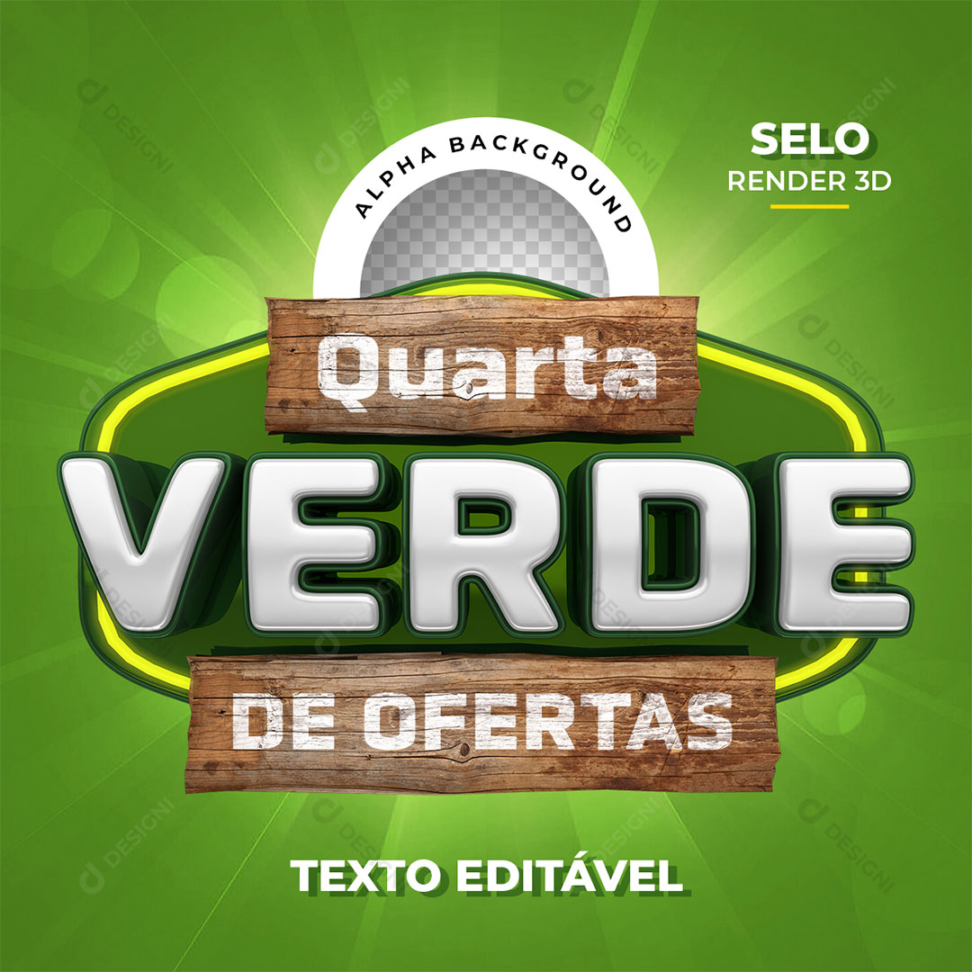 Quarta Verde de Ofertas Texto Editável PSD + PNG Transparente