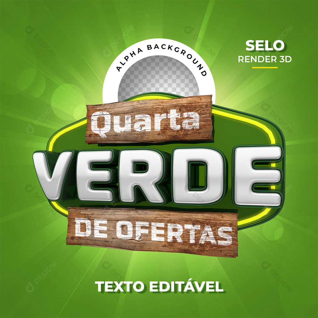 Quarta Verde de Ofertas Texto Editável PSD + PNG Transparente