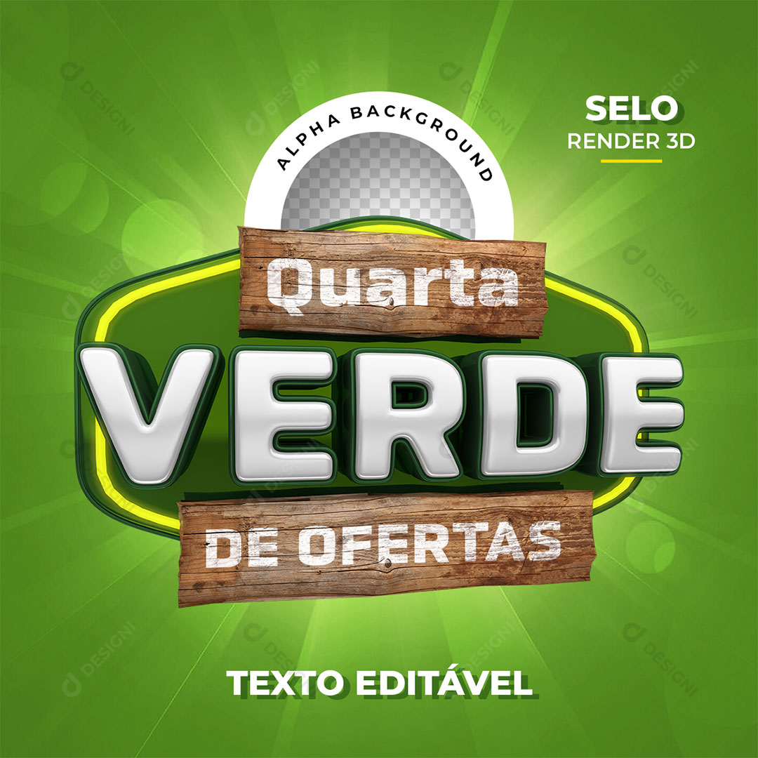 Quarta Verde de Ofertas Texto Editável PSD + PNG Transparente