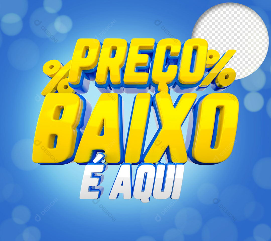 Preço Baixo é Aqui Texto 3D PNG Transparente