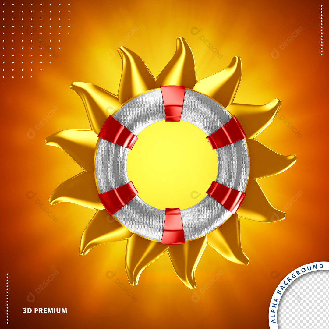 Boia Salva Vidas Verão Sol Praia Elemento 3D Para Composição