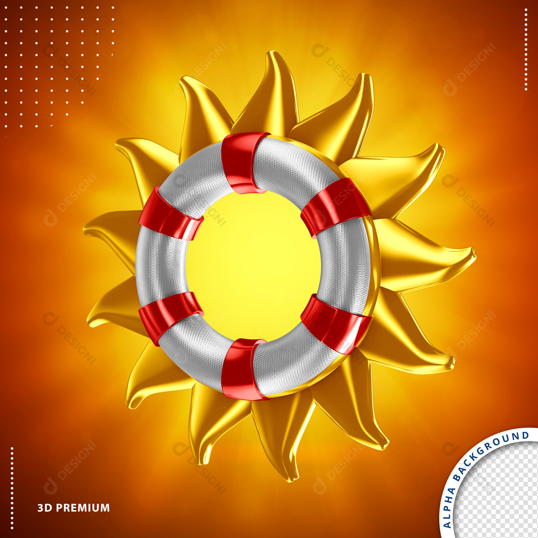 Boia Salva Vidas Verão Sol Praia Elemento 3D Para Composição